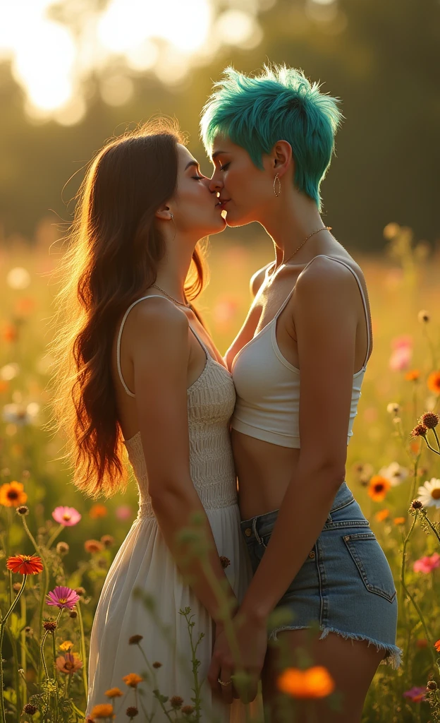 Naked Lesbians kisses