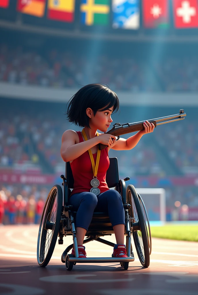animated digital image of a Paralympic shooting athlete
