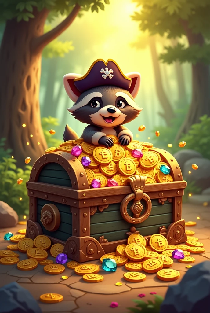 Gold, silver and precious stones in cartoon 