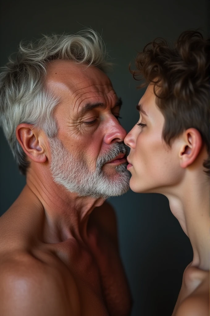 Make a hard-on old man cum on his teenage son's face