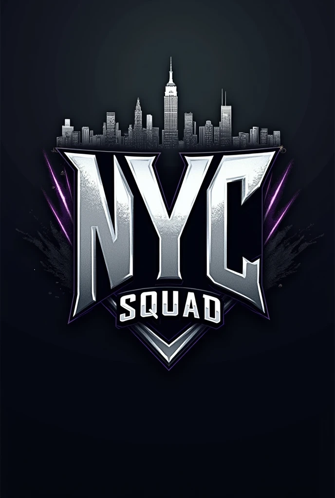 create a logo for an e-sports team with the name "NYC Squad" in black and gray colors 