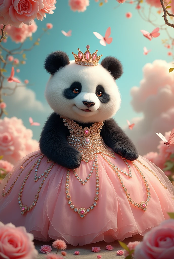 Panda dressed as a princess 