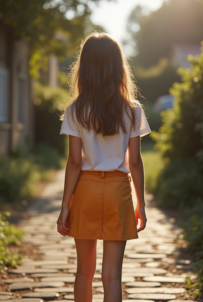 Girl 15 years old mini skirt with view under the skirt