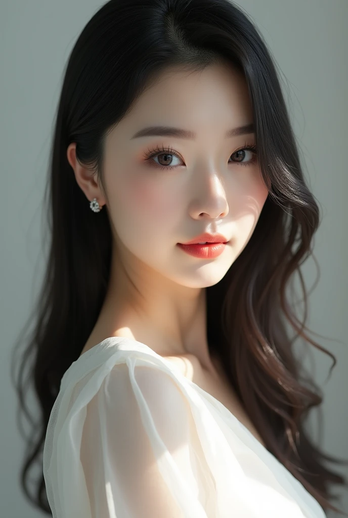 Realistic photo,White dress, Beautiful straight hair,, Black Hair,Chinese women,Detailed face and body, Natural light, High resolution, photoRealistic, (Highest quality,8k,High resolution,masterpiece:1.2),Very detailed,(Realistic,photoRealistic,photo-Realistic:1.37),Realistic skin texture,Beautiful eyes and lips,Beautifully detailed face,Long eyelashes,Smooth Skin