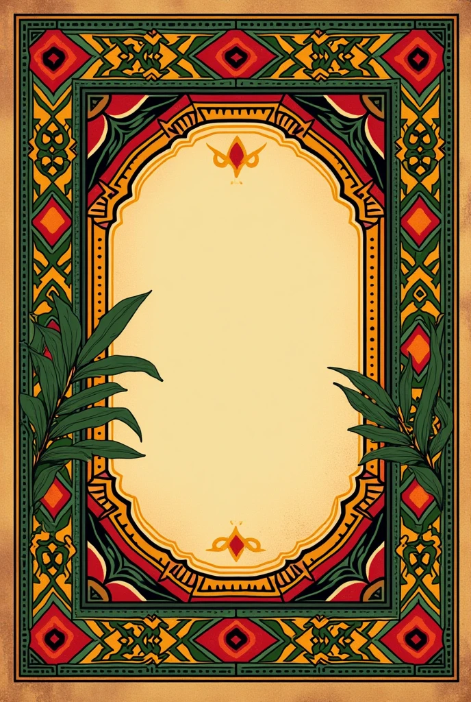 (Vintage style) Rectangular liquor label, African colours, with space for letters, without people