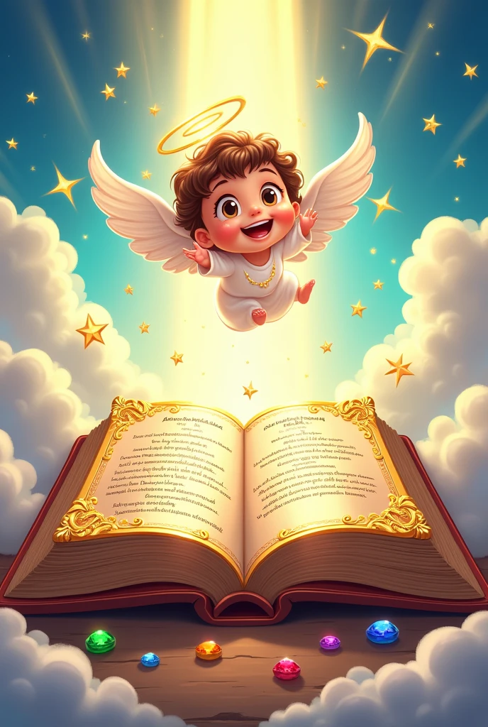 gold silver and precious stones bible in cartoon