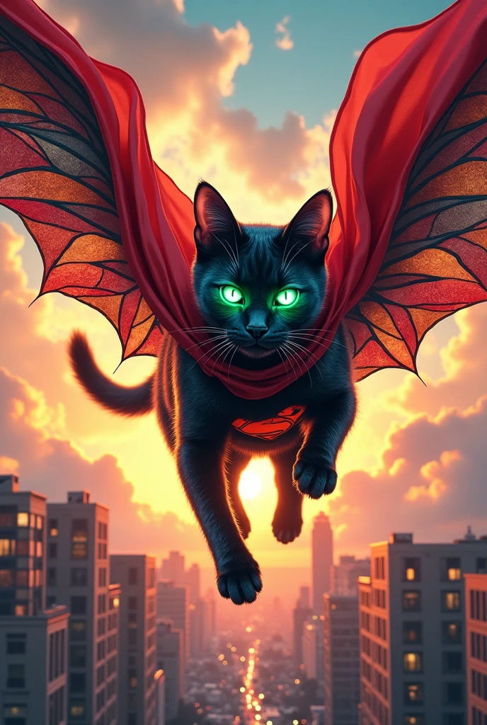 Make me a cat as a comic book character and let its power be to fly