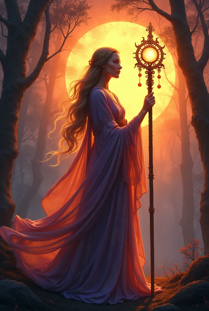 Priestess' staff representing the twilight sun