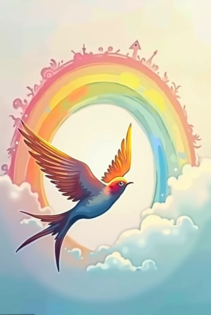 Dessine un logo avec une hirondelle un arc en ciel pour lentreprise qui sappel les pierre de lesprit