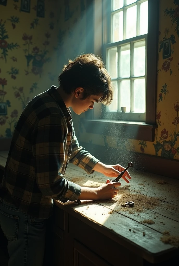 A young adult finds a dusty key in an old house