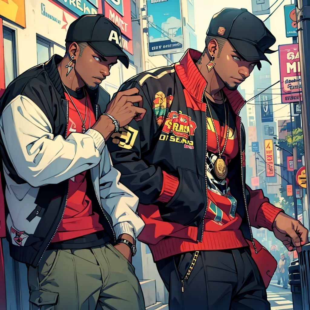 GTA V Style, Black Man, gangstar rap, age man, wearing discreet earrings