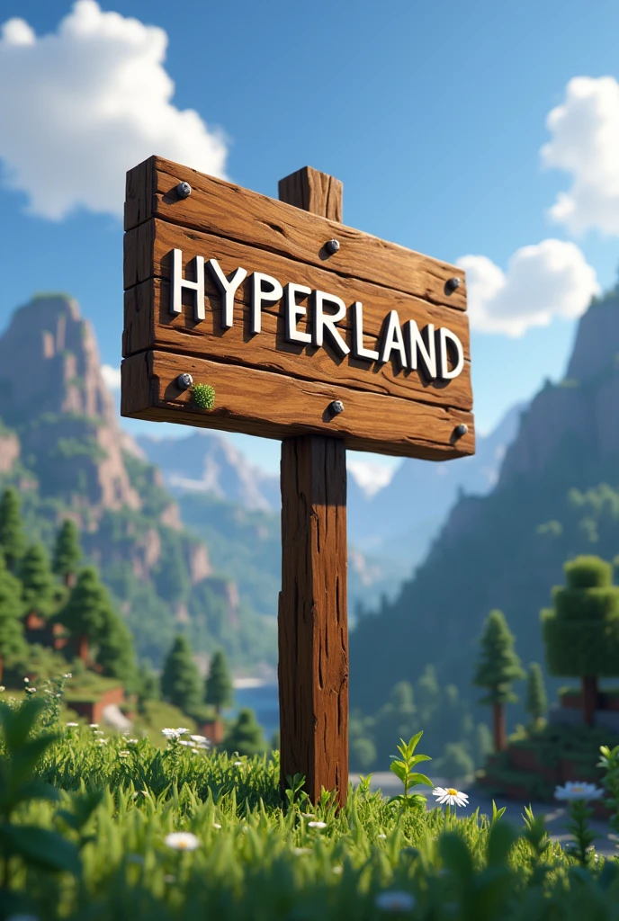 A Minecraft sign that says HYPERLAND