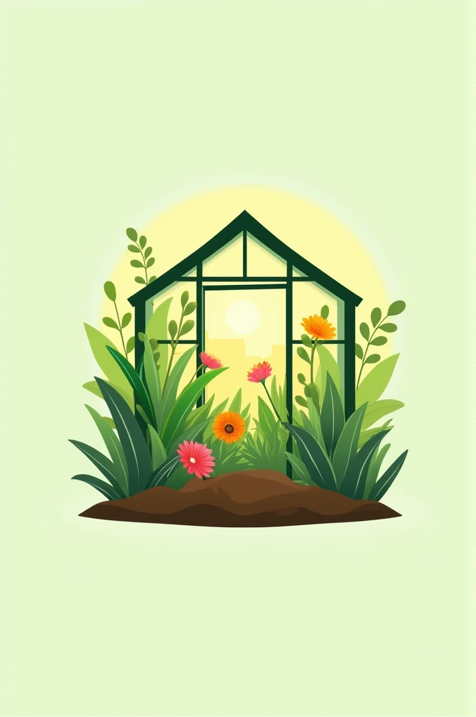 Give me a mobile app logo that is a greenhouse
