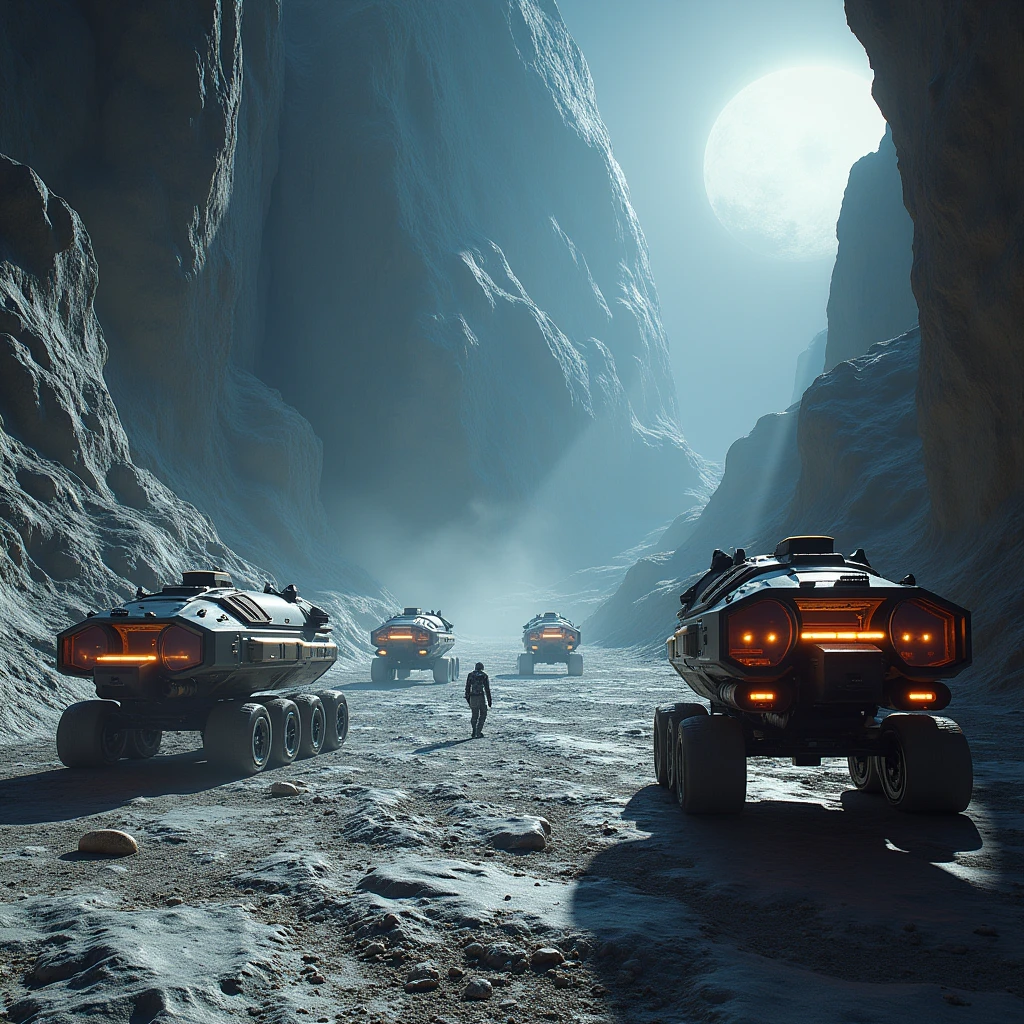 moon harvest mines ore on the moon, marshod, realistic, nasa