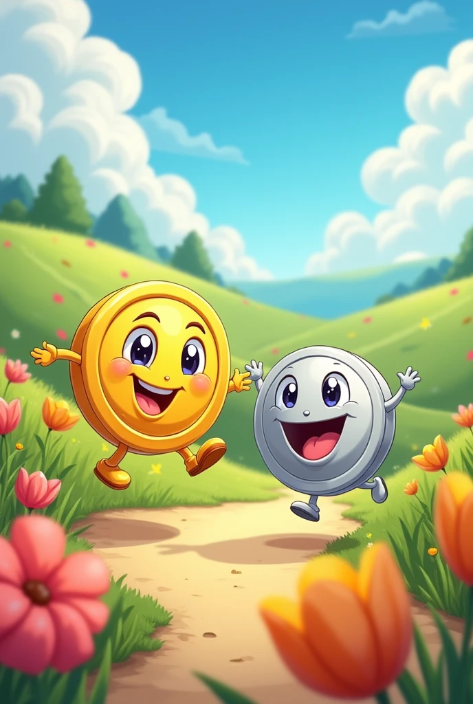 Cartoon image of gold and silver