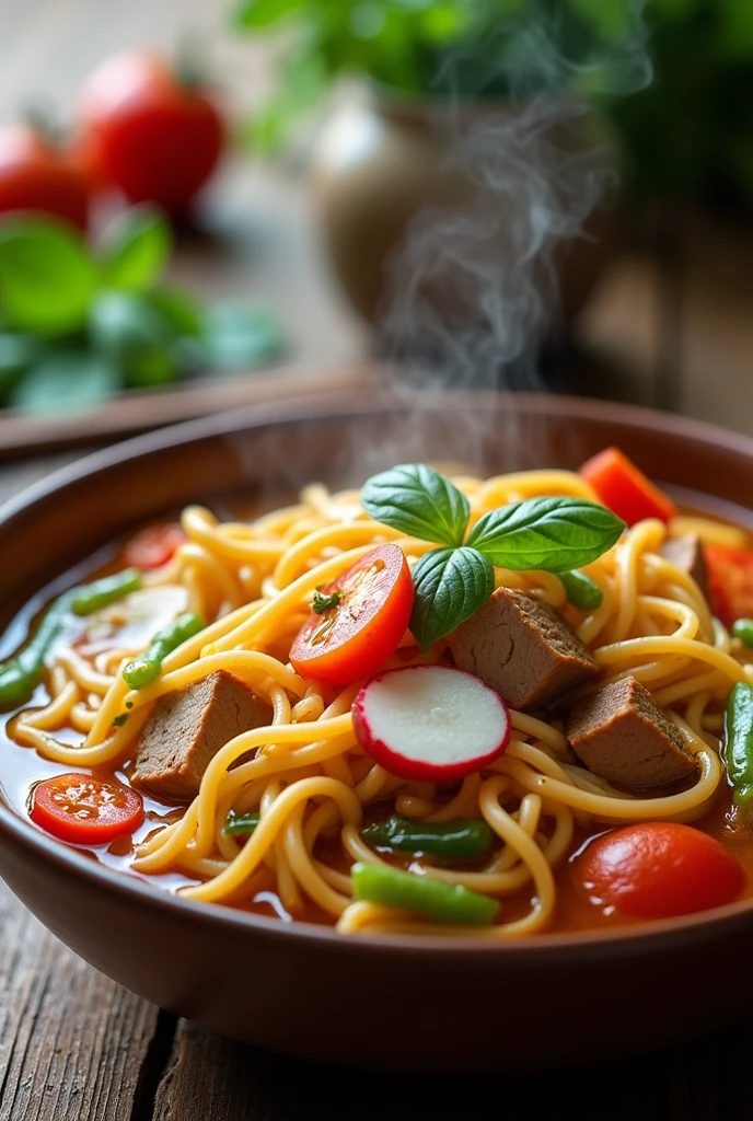 Sinigang pasta in a bowl
