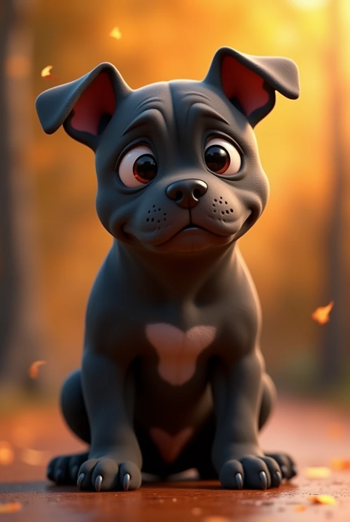 dog character, pit bull breed, with medium ears standing up, grown-up, average size, blackw, stark, grown-up, animation character, stylized character, animation style rendering, 3d stylized, Arnold Maya rendering, Stylized 3D rendering, toon render screenshot, 3d character, 3d character, Stylized 3D rendering, 3D character rendering, cartoon character, Personagem de close up, character posing,  (Pixar-style) (master part:1.2) (bokeh) (best quality) (skin detailed) (detailed texture) (8k) (Argilla) (cinematic lighting) (sharp focus