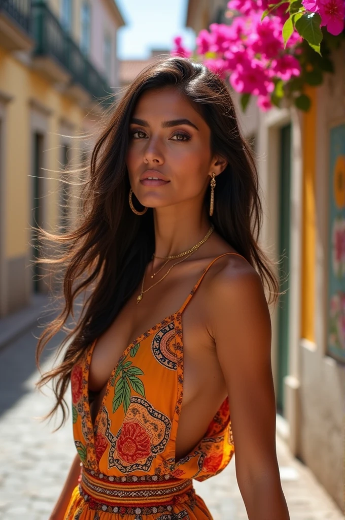 Create a Portuguese woman, who is an influencer on Instagram 