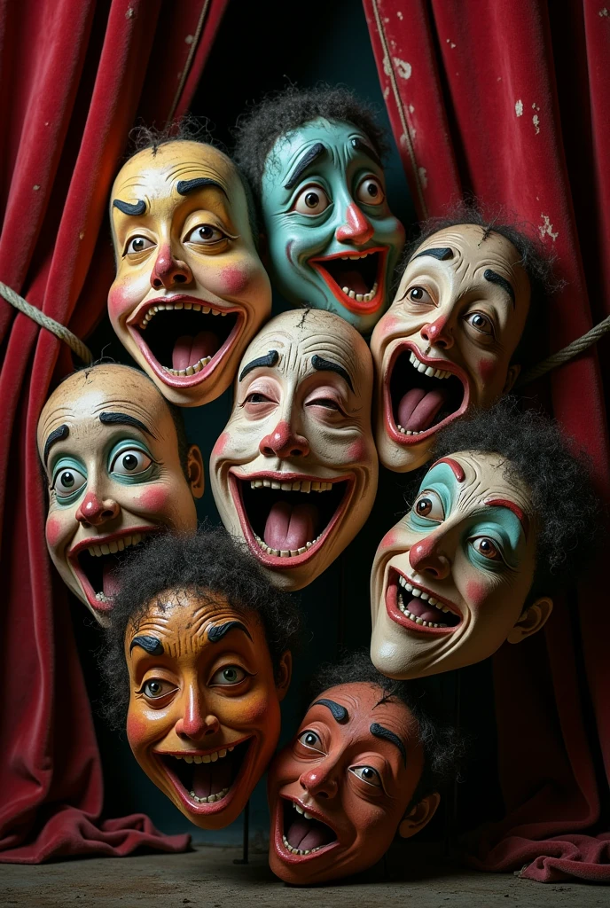 Distorted theatre masks