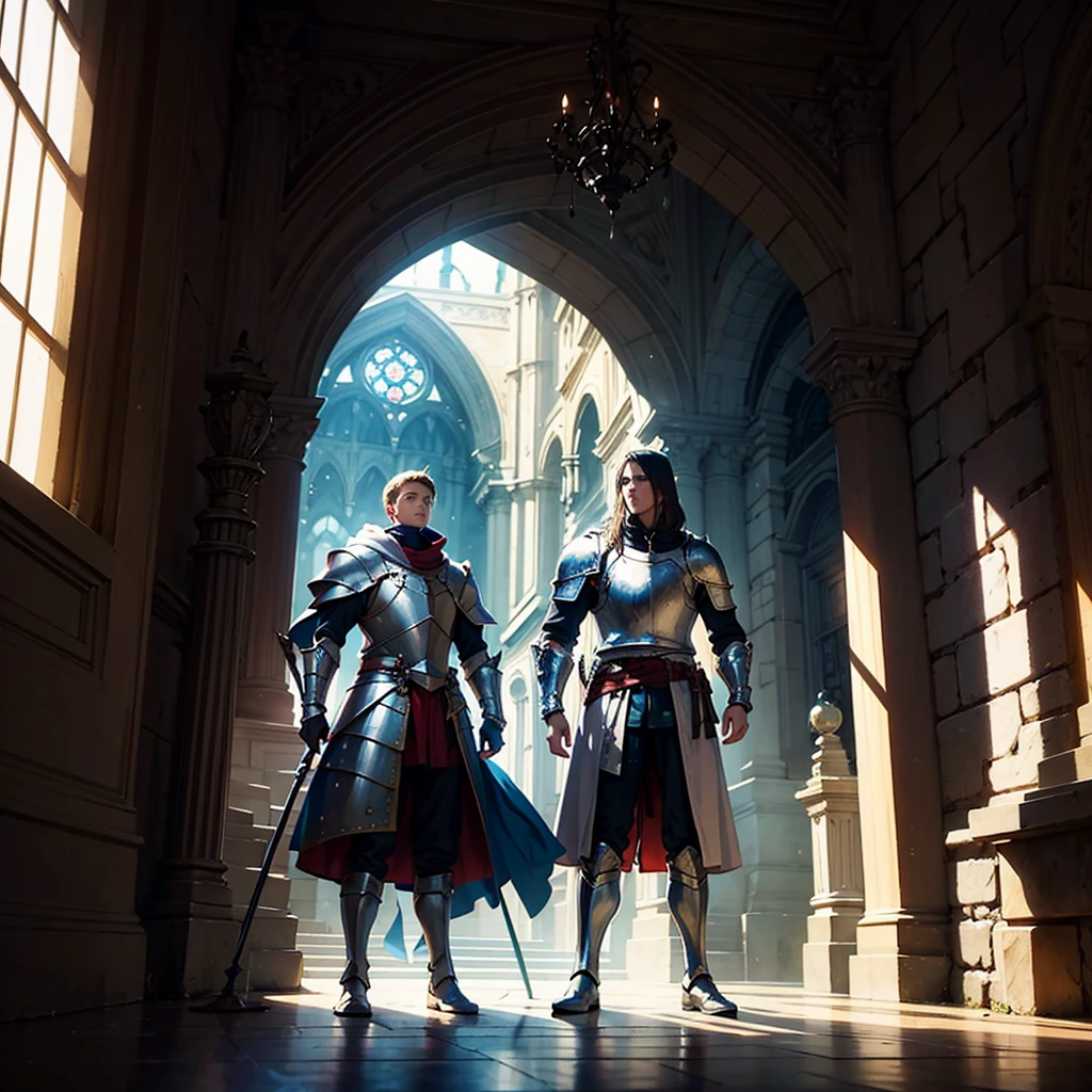 Creates an image of a knight and a wizard