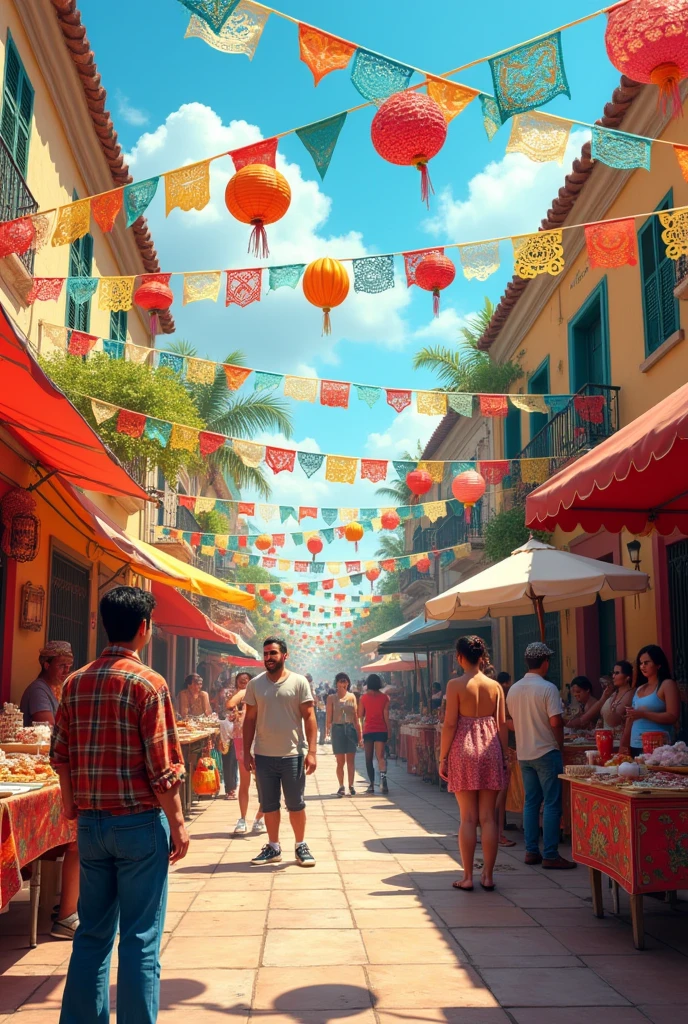 A street fair in the style of a cordel