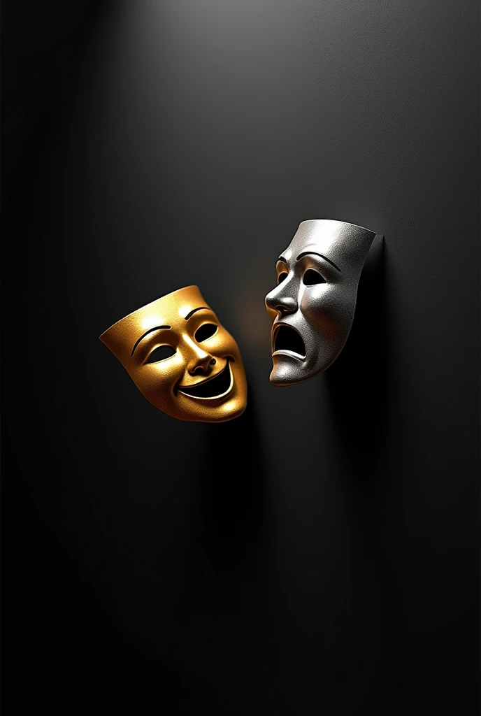 Theater masks with light and black wall in the background