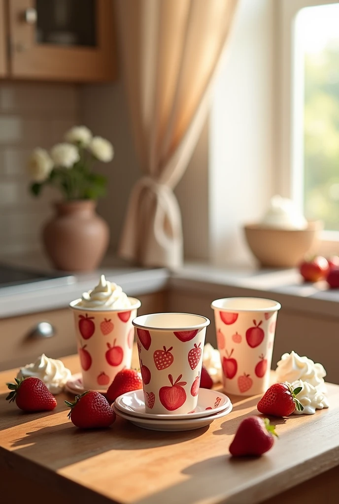 Strawberry and cream disposable cups