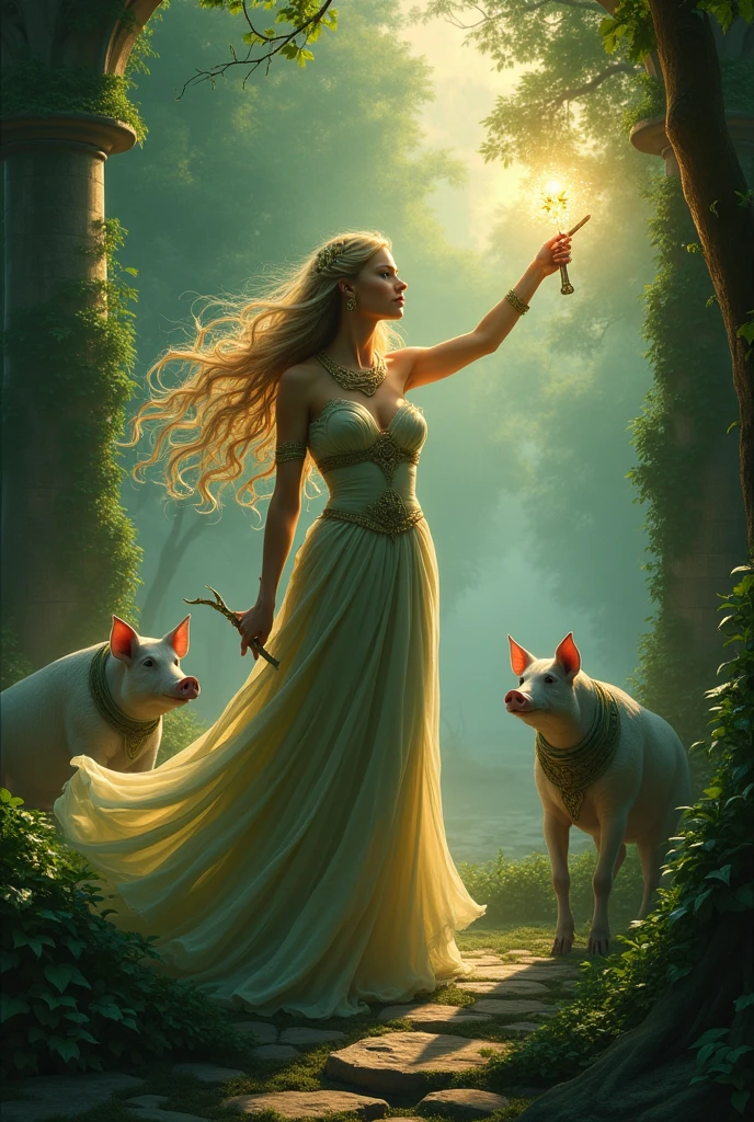 Circe bewitching men into pigs