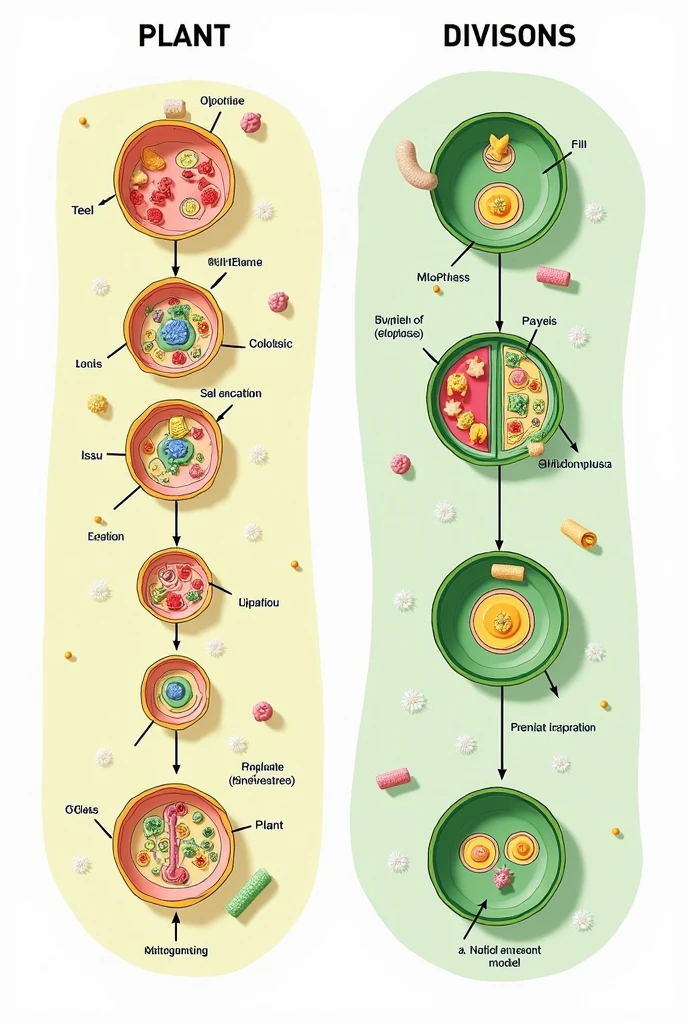 make a diagram in the form of figures of cell divisions in plant and animal cells;