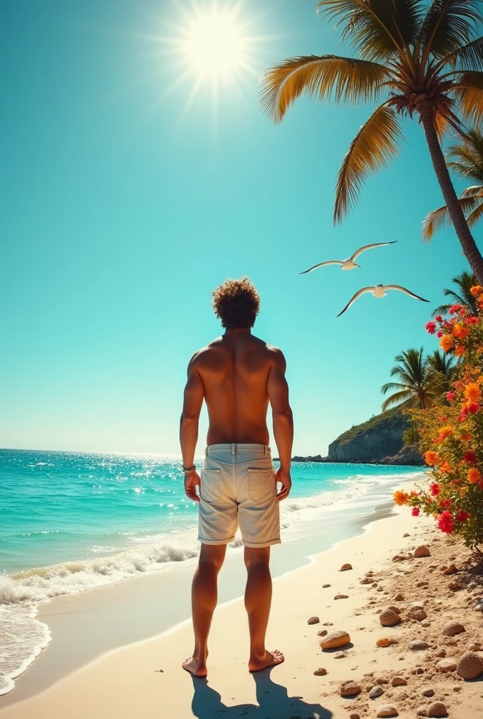????? man on the beach facing