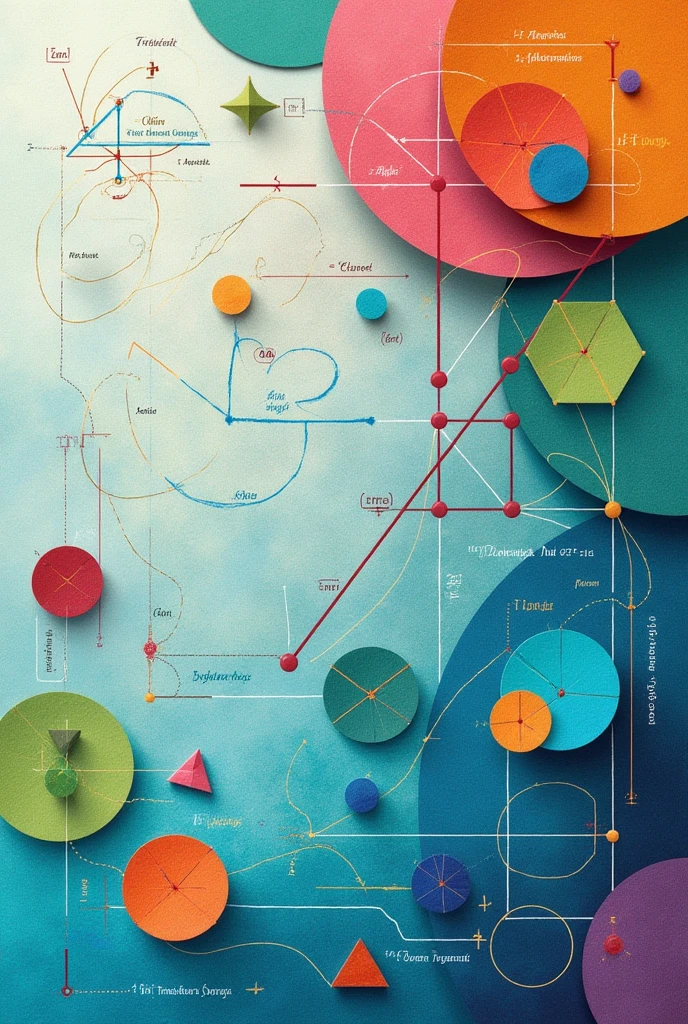 A trigonometry and geometry cover without people with various elements 
