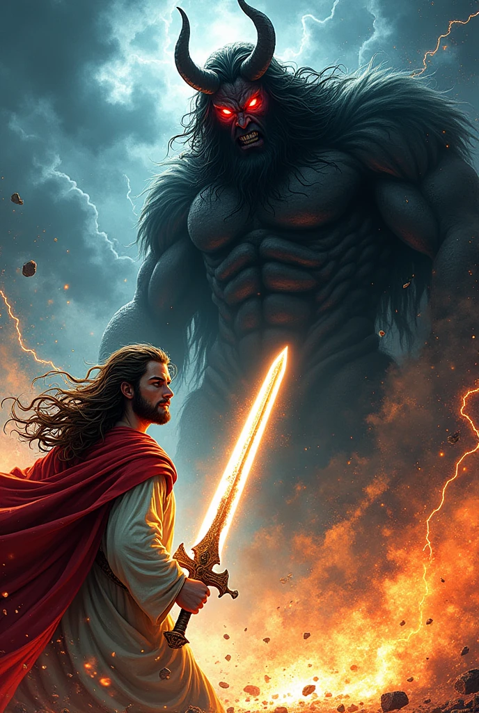 comic of jesus christ fighting the devil, manga style