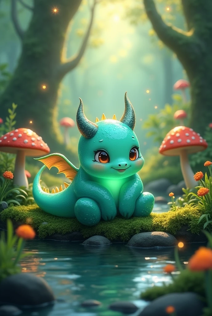 A cute-faced slime with slightly draconic characteristics
