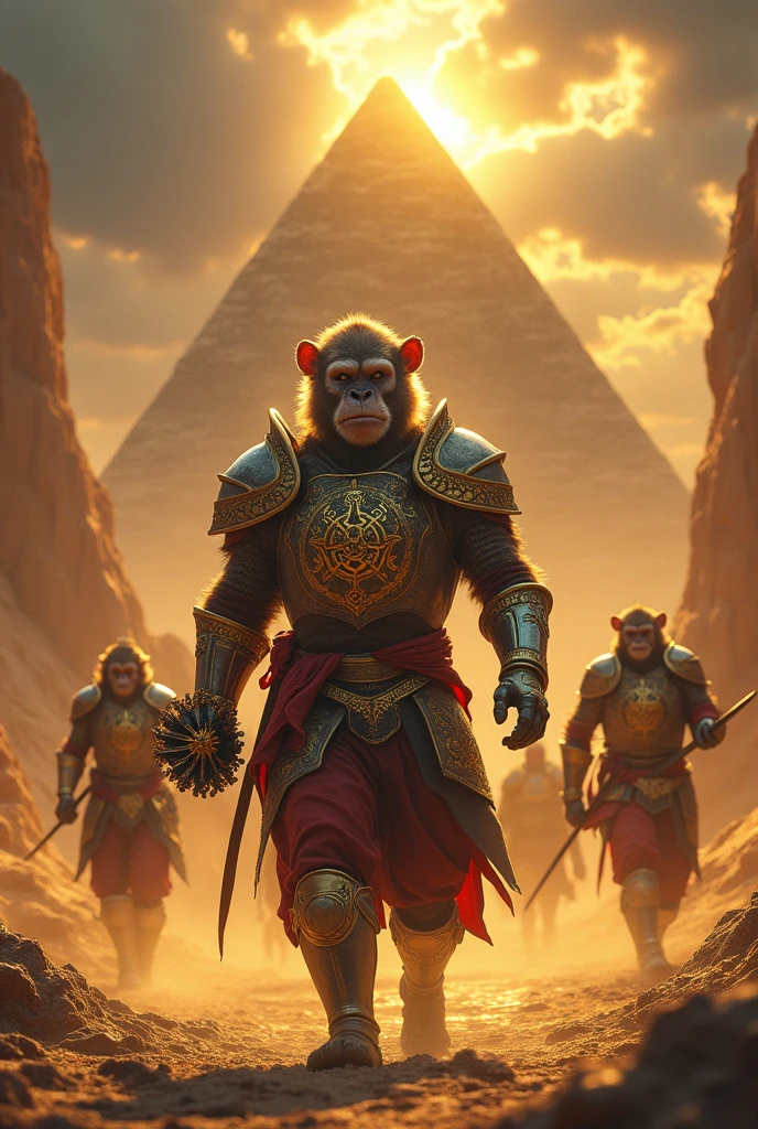 Avatars try to attack a pyramid , when the monkey knight is there and he has a mumia medál , this medal is very dangerous!