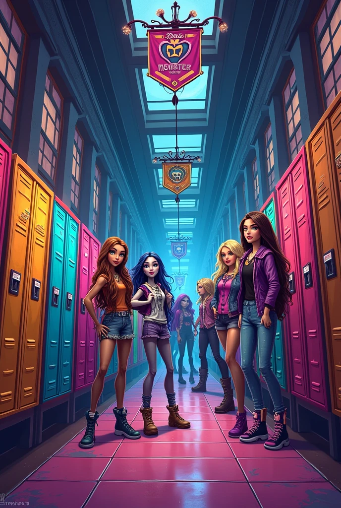 Give me several images showing Monster High at school