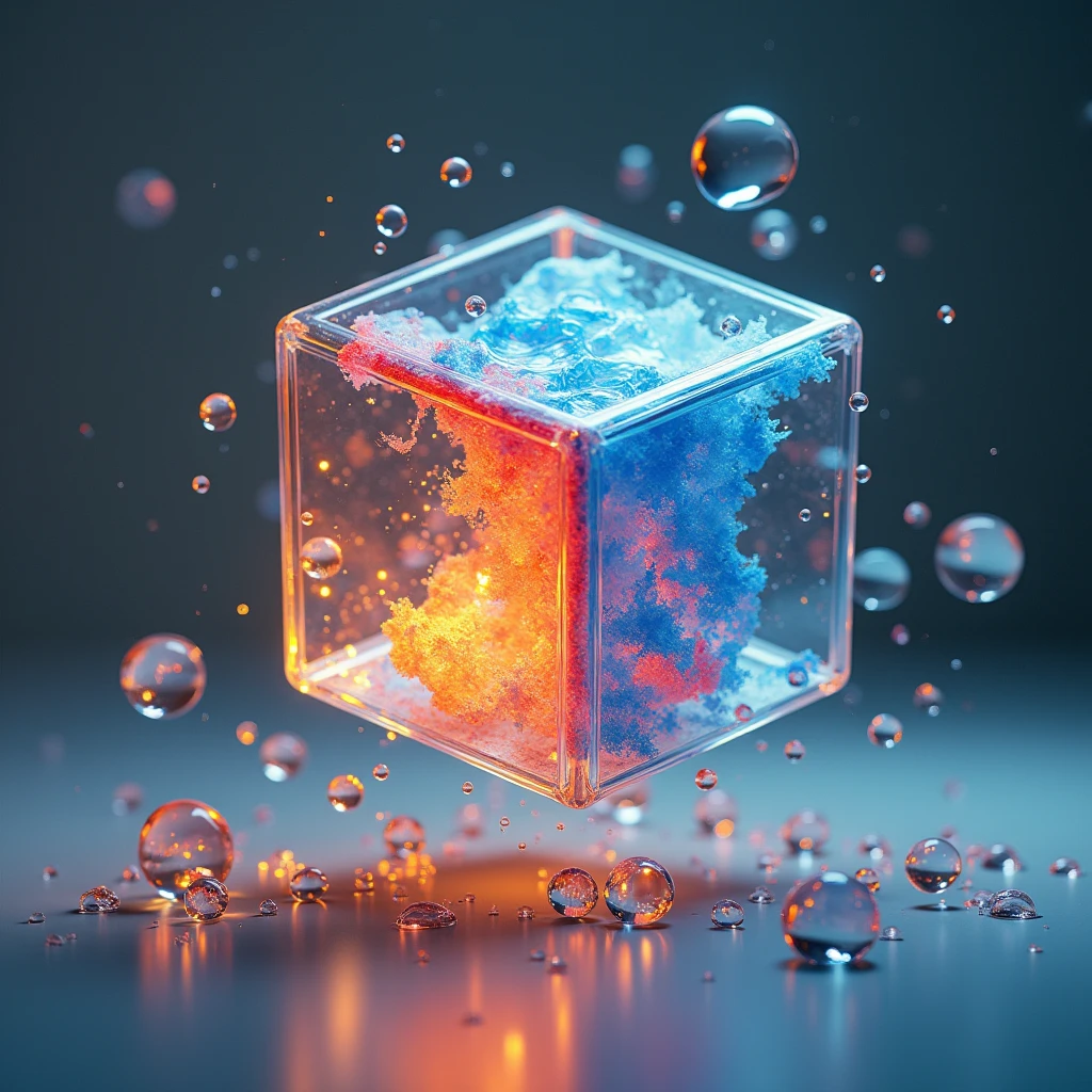 Create an image of a disassembled cube with small pieces tied in two., 3 and 4 are floating, Some parts of the cube are left complete with different colors that appear to move.., that, Interpret the cube assembly.