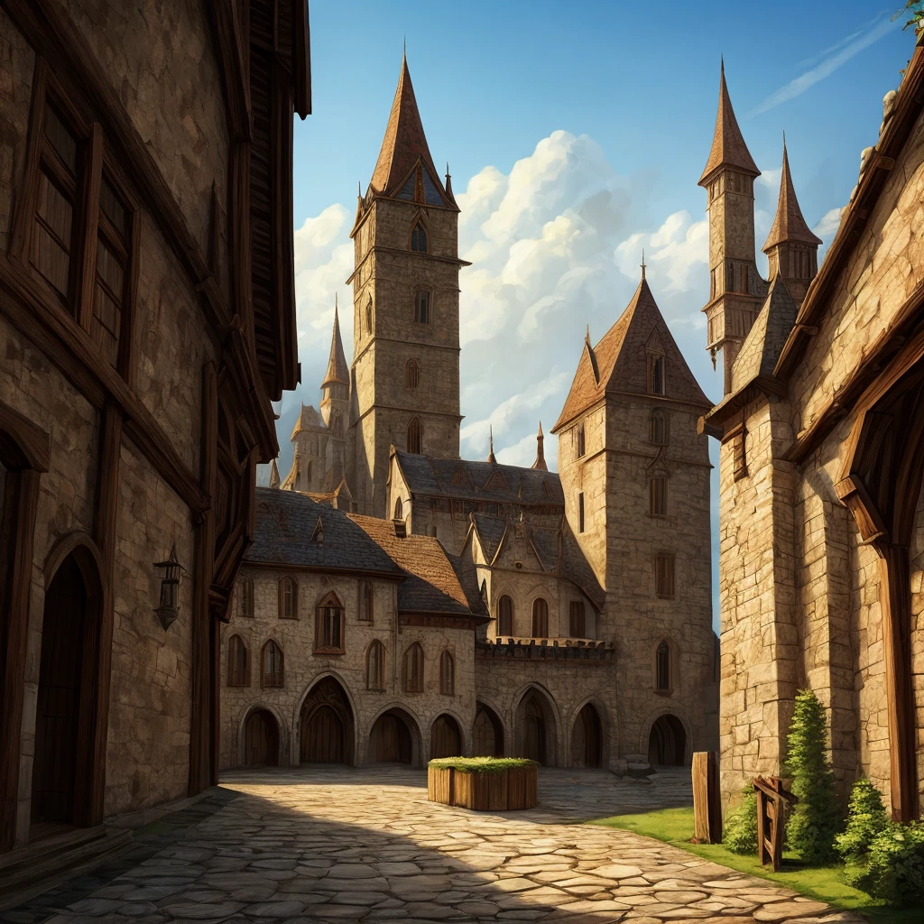 Create a medieval background without any people