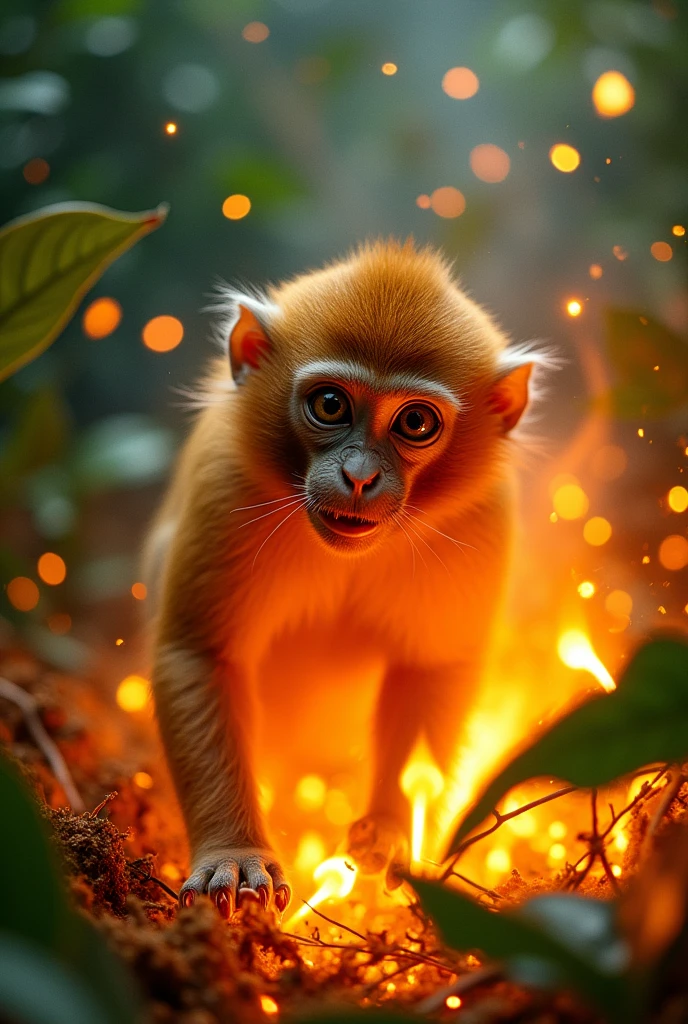 monkey on fire
