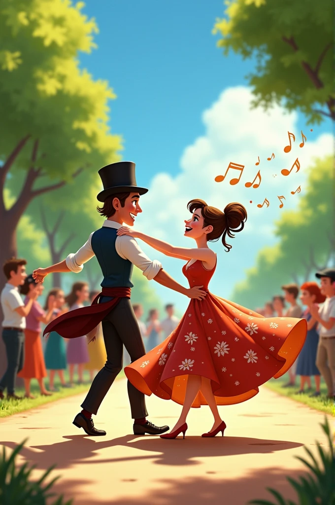 Animated couple dancing contradance