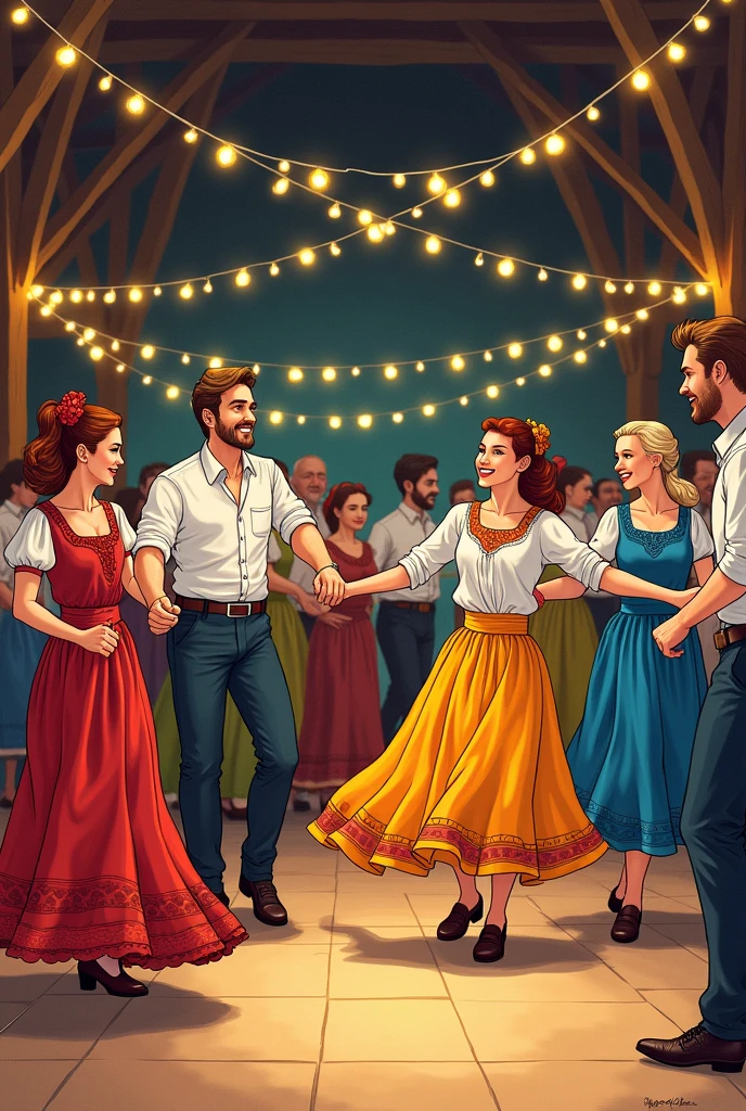 Cartoon drawing of traditional dance attire "contradance"
