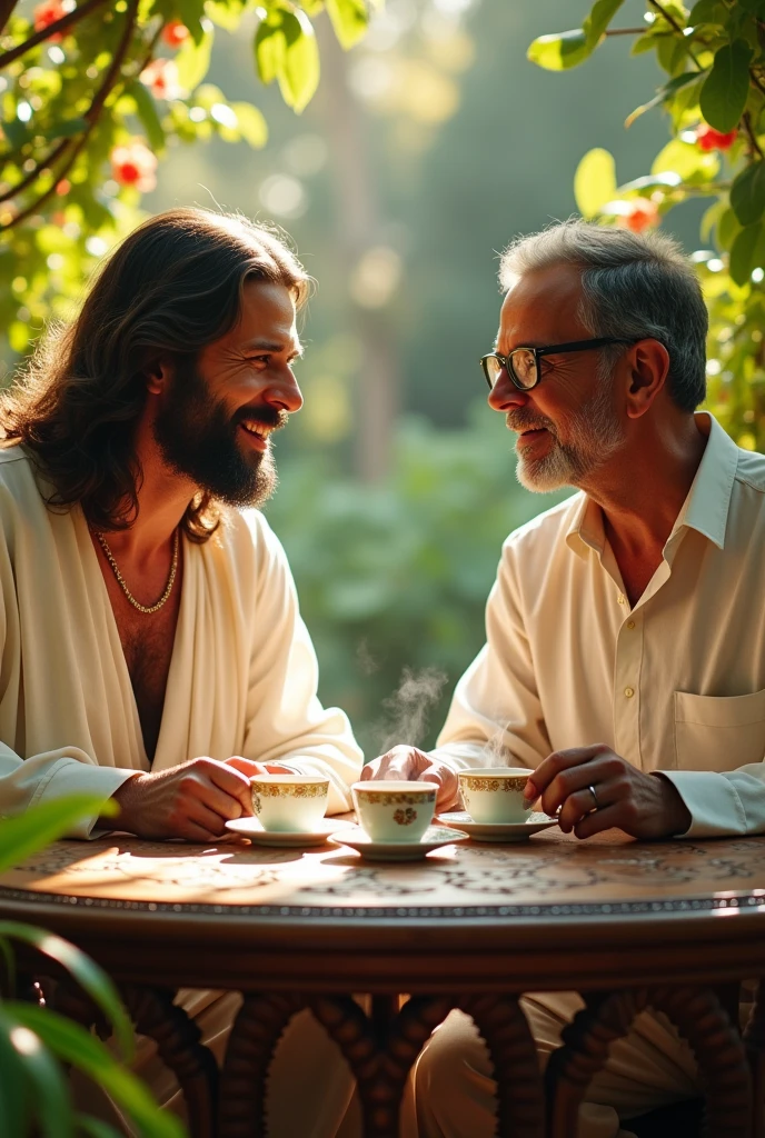 Jesus Christ having tea with Lula, president of brazil