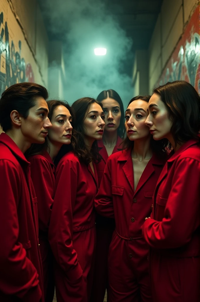Characters from the Netflix series La Casa de Papel wearing masks