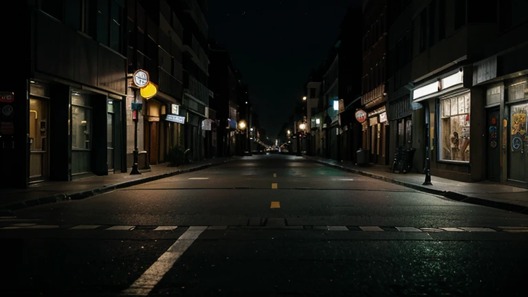 image of an empty street, the night