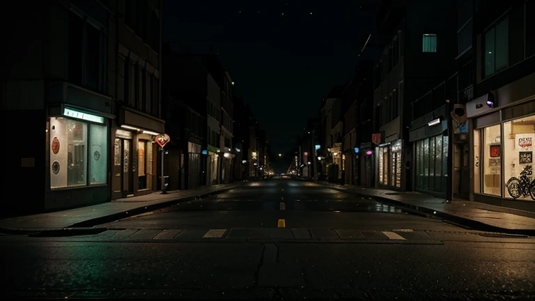 image of an empty street, the night