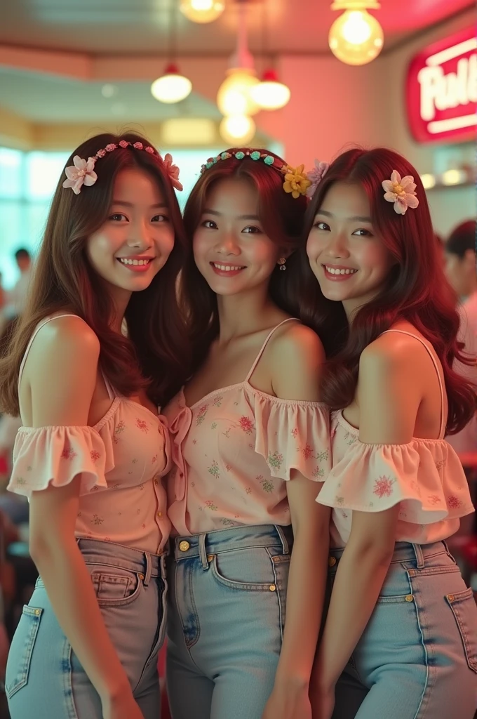Make a kpop girl group with the soft theme of the 1979s as a reference to new jeans and the song ditto and cassette tape