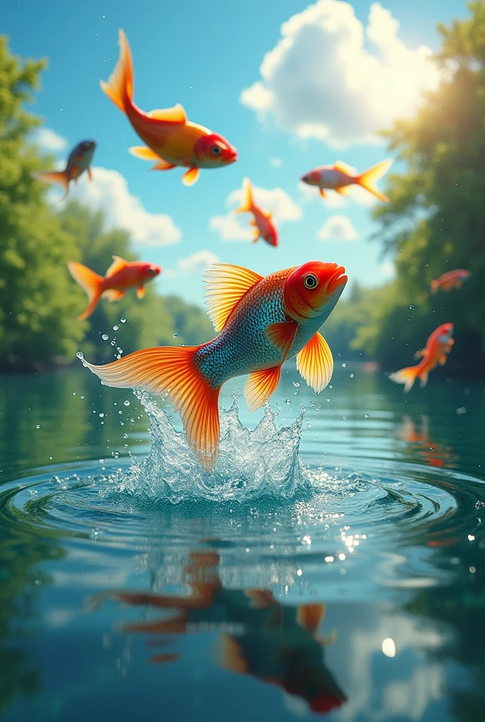 Beautiful fish jumping out of water divorce