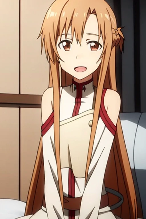 ((Highest quality)), ((masterpiece)), (be familiar with), Perfect Face, indoor, Bedroom, Watching the audience,
One woman, Yuuki Asuna,
Open Mouth, Ecstatic expression, blush, smile,
Small breasts, Flat Chest, , , , Girl,
Long Hair, Long Hair,
Fully nude, Nipples exposed, Sex with a man with a big dick, 膣内ejaculation, Semen is taken, Insert a into your, Sex in the missionary position, , Leg spread,