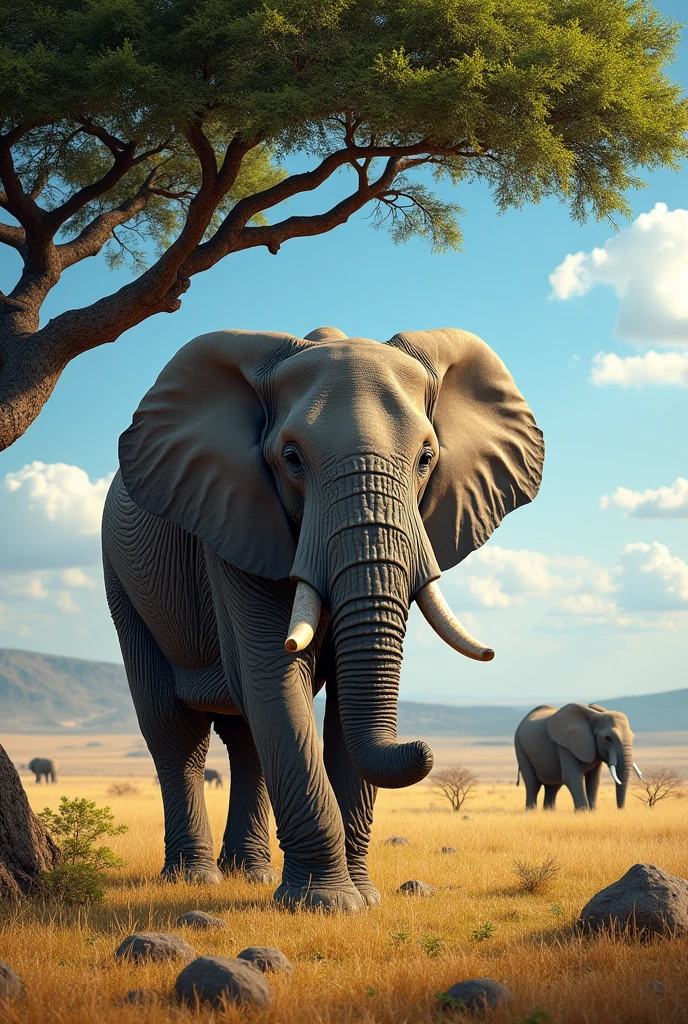Elephant eating tree 