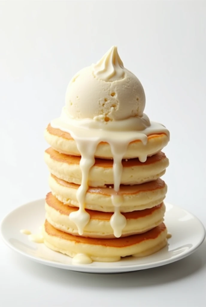Japan soufle pancake of ice cream
A tall pancake,
ice cream melting
No plate
white background
nomad app style