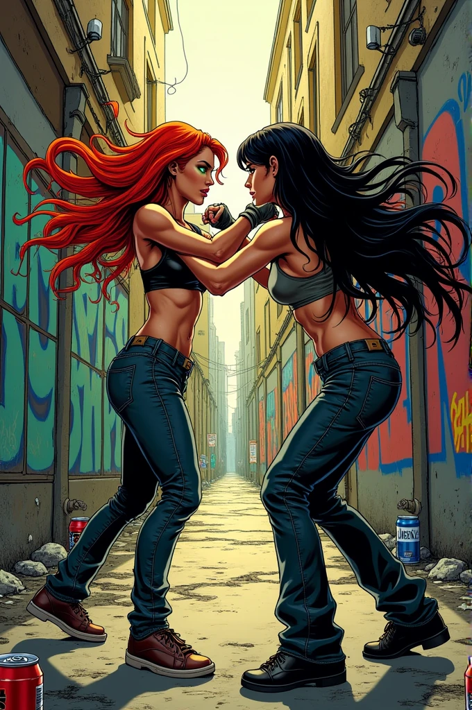 a woman slapping another woman drawing